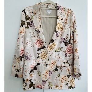 Cami NYC Silk Floral Blazer Lined Jacket Women's S Beige Pink Green Long Sleeve